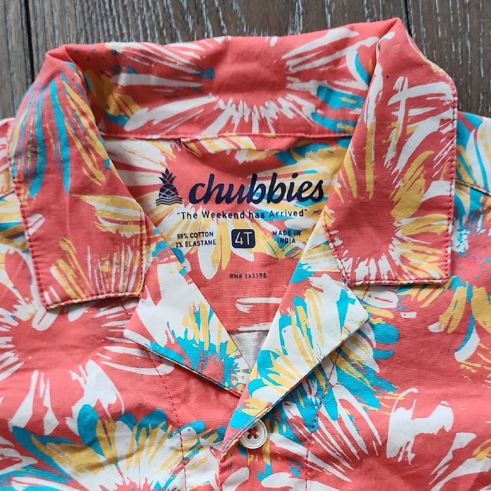 Chubbies Lil Coral Frondzy Sunday Shirt 4T - Picture 5 of 5